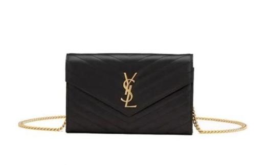 SAINT LAURENT圣罗兰 YSL LEMONOGRAMME 金标Logo 绗缝粒面压印皮革 单肩斜挎包 女款黑色 商品图0