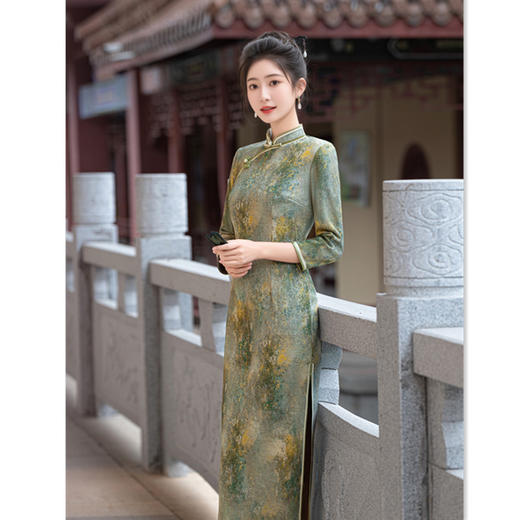 复古国风改良，中式长款七分袖旗袍GX-281937 商品图3