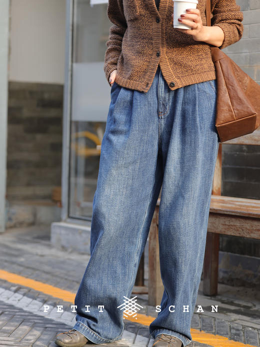 PETIT SCHAN小闪 CLO#356 wilderness 旷野 粗斜纹立体肌理感纯棉复古松弛牛仔裤 商品图4