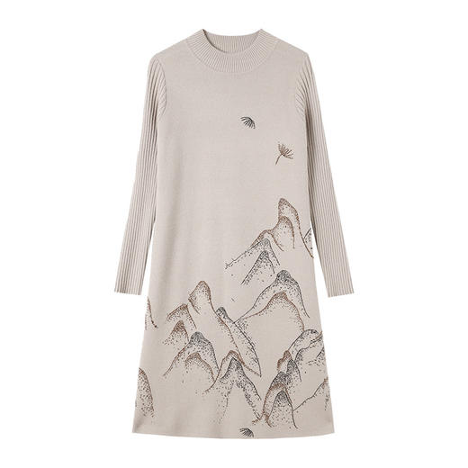 CC-16-9210时尚提花连衣裙秋冬季新款女士打底衫套头洋气减龄紫色上衣针织毛 商品图4