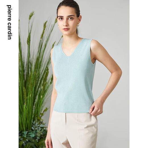 皮尔卡丹女装针织衫绿色无袖背心百搭打底衫内搭P3199K3165G1
 商品图3