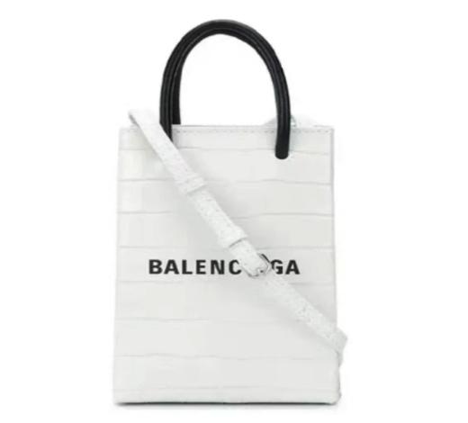 Balenciaga巴黎世家 Shopping锡类 鳄鱼纹Logo 牛皮 托特包Tote包购物袋手机包挎包斜挎手提包 小号 男女同款情侣款 白色 商品图0
