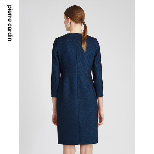 皮尔卡丹女装连衣裙法式圆领秋冬优雅蓝色通勤一步裙P2400E2861L0
 商品图2