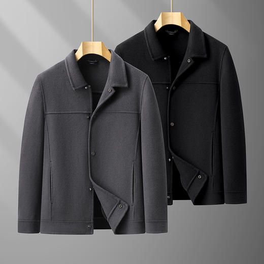 【新款DPX】大依优型翻领双面呢羊毛呢外套夹克男宽松加肥加大码上衣胖子休闲潮流 商品图1