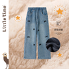 littletime女童阔腿牛仔裤春秋宽松长裤2024新款印花儿童直筒裤子 商品缩略图1