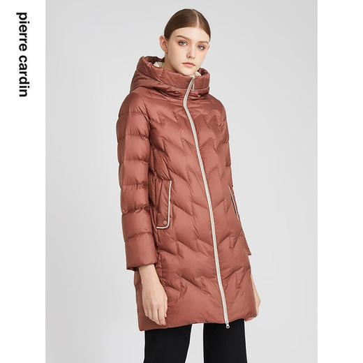 皮尔卡丹女装羽绒服时尚保暖绗线通勤连帽羽绒服P2493Y2413C0
 商品图1