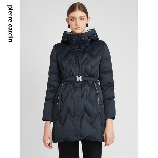 皮尔卡丹女装时尚保暖连帽简约收腰羽绒服P2493Y2403N0
 商品图0