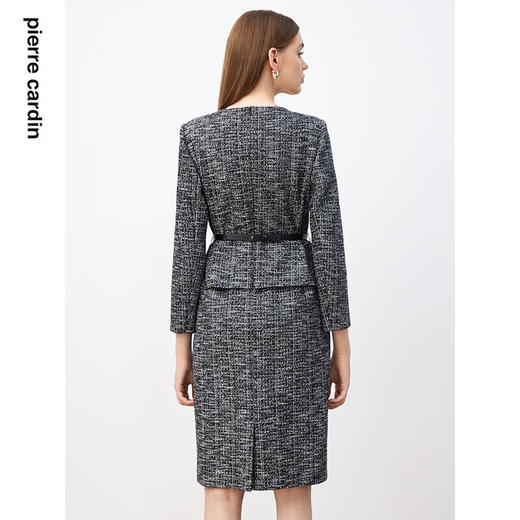 皮尔卡丹女装连衣裙法式香风千鸟格通勤修身连衣裙P3426E3945B3
 商品图2