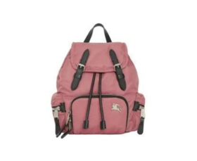 Burberry博柏利 点缀马术骑士金属图案焕新设计小牛皮拼尼龙 背包双肩包 小号女款 粉葵色