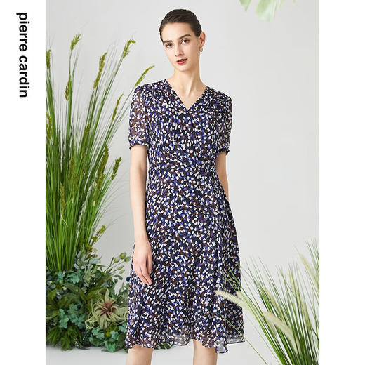 皮尔卡丹女装新款通勤修身印花百搭短袖连衣裙P3252D3151L3
 商品图3