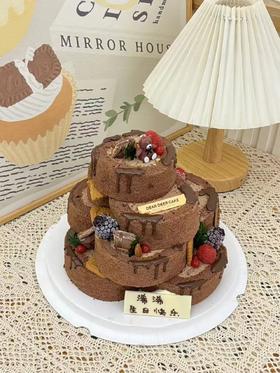 蛋糕卷叠叠高 （巧克力淋面）