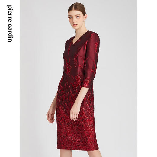 皮尔卡丹女装秋新款端庄淑女长袖礼服连衣裙P2311E2893T3
 商品图2