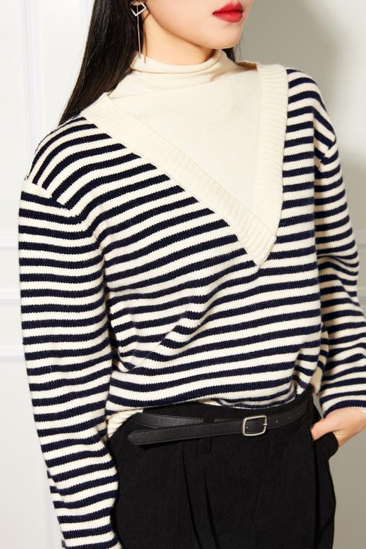 LNNNS 假两件式条纹针织上衣 10975 商品图3
