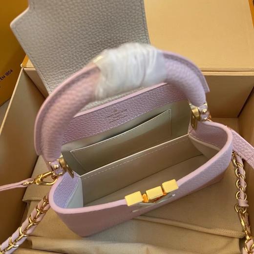 驴家Capucines 纯色釉面效果链条设计铭纹挂锁 Taurillon 皮革 单肩斜挎手提包女款 粉色（CB） 商品图2