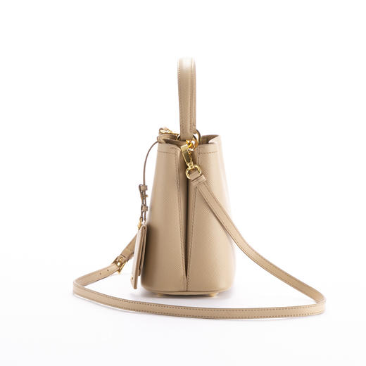 PRADA 普拉达 女士 Panier 珐琅金属三角形徽标皮革提挎包 米色 1BA217 2ERX F0036 OOO 商品图1