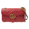 GUCCI古驰 GG Marmont系列 马蒙金标Logo链条绗缝 皮革 斜挎单肩包, 小号女款 红色 商品缩略图0