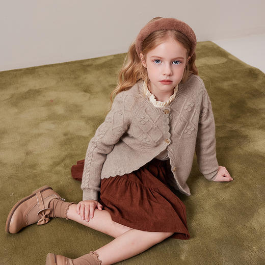 mettekids儿童100%羊绒衫2024秋冬新款女童针织毛衣童装羊绒开衫 商品图3