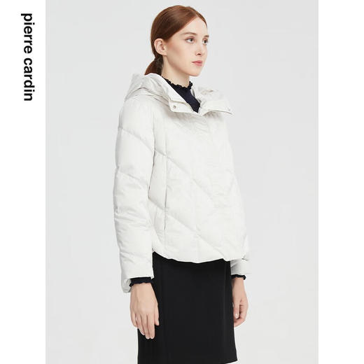 皮尔卡丹女装简约保暖菱形绗线通勤连帽短款羽绒服P1489Y1401 商品图3