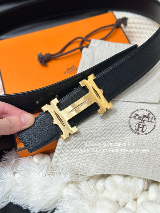 秋冬特惠💰350 【爱马仕】男士腰带 H 5382 BELT BUCKLE & REVERSIBLE LEATHER STRAP 带身宽3.8cm 商品图4