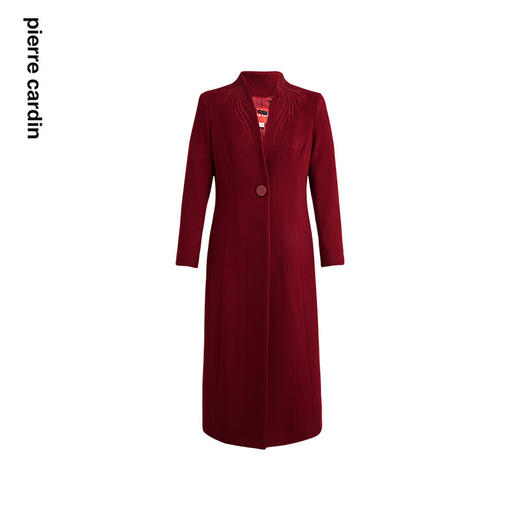 皮尔卡丹女装毛呢外套气质高个子长款安哥拉红大衣P2414C2963T0 商品图4