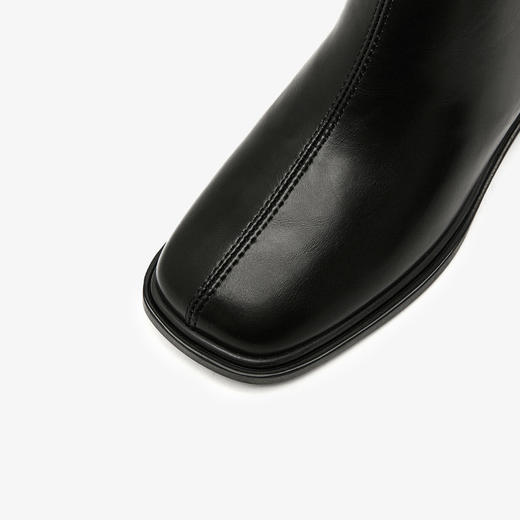 西遇方头短靴女冬季加绒新款韩系小踝靴黑色平底弹力瘦瘦靴子D0047814 商品图5