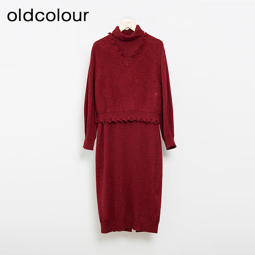 oldcolour秋冬款复古气质百搭宽松毛织连衣裙女L43106383 商品图0