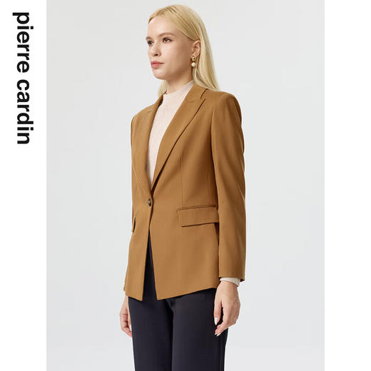 皮尔卡丹女装西装春秋深驼色一粒扣通勤羊毛西服上衣P2341U2930M0
 商品图1