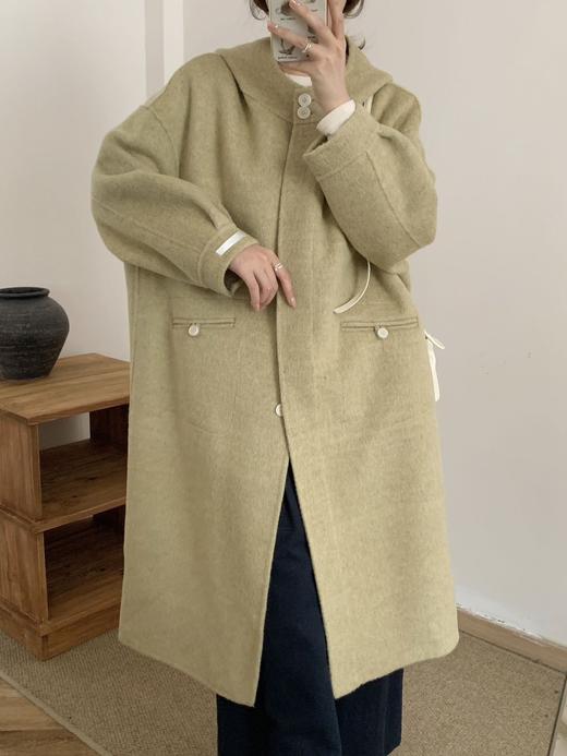 【YW】无忧购韩系简约休闲连帽双面羊毛大衣女宽松过膝外套9817（截单后7天发货)25年清仓捡漏 商品图2