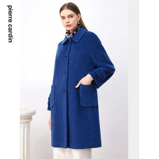 皮尔卡丹女装简约宝蓝色直筒通勤减龄气质大衣P3468C3972L0 商品图3