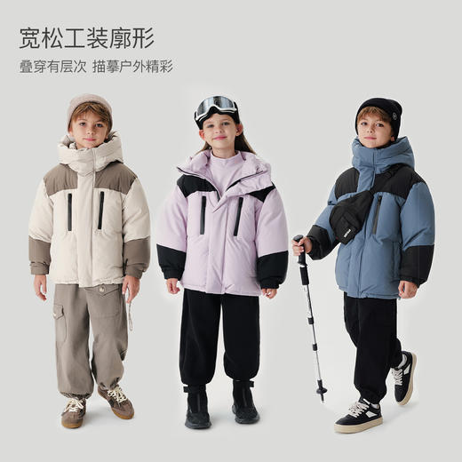【三防加厚】马克珍妮男女童撞色保暖羽绒服2024年冬装新款241588 商品图2