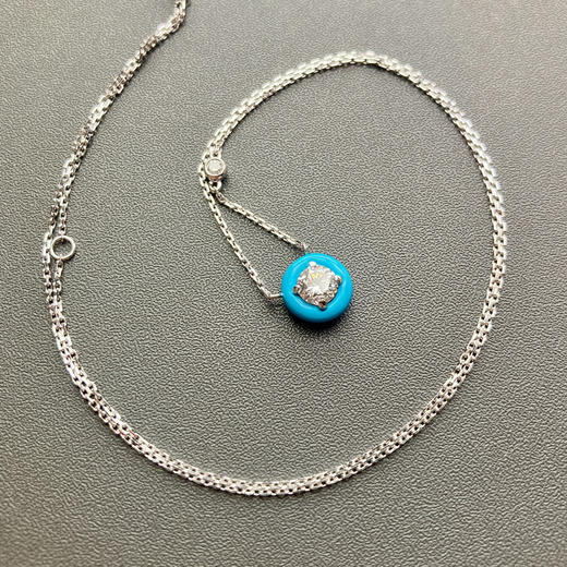 马卡龙设计18k白金钻石项链蓝瓷松 商品图4