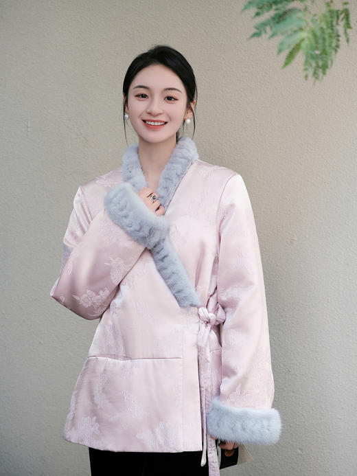 盛唐牡丹|粉色蝶恋花棉服(夹棉) 商品图0