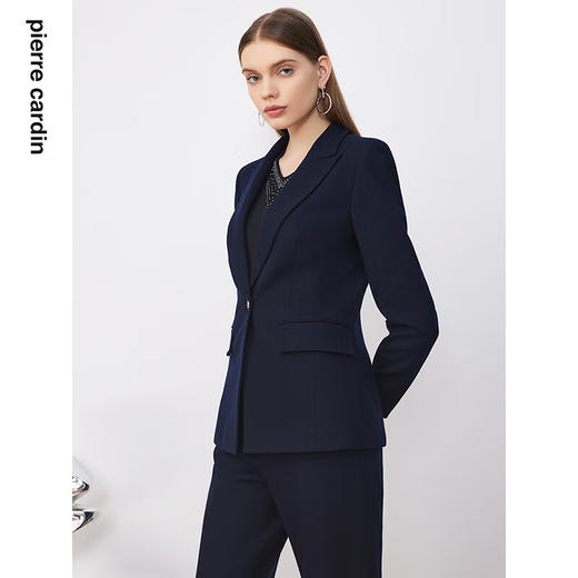 皮尔卡丹女装西装秋季新款宽松一粒扣羊毛西装外套P3358U3983N0
 商品图4