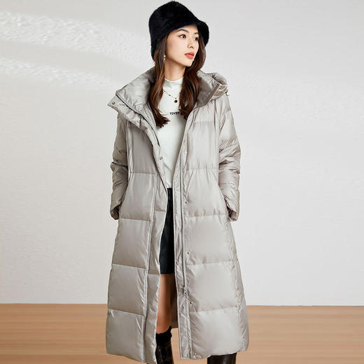 【高货kbnq】全新升级【铂金会员735/天猫999/差价264】(15931) 洛诗琳冬季新品时尚收腰显瘦白鸭绒加厚连帽长款羽绒服 商品图3