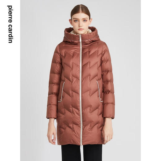 皮尔卡丹女装羽绒服时尚保暖绗线通勤连帽羽绒服P2493Y2413C0
 商品图0