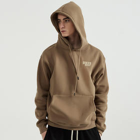 自由基地男新款废土机车风印花图案保暖卫衣抓绒落肩宽松带帽外套 NMT-2198