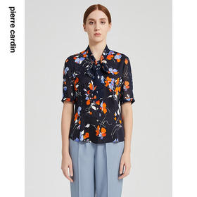 皮尔卡丹女装夏季新款时尚复古印花桑蚕丝衬衫P2224A2016N3
