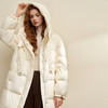 西遇立领抽绳防风保暖羽绒服女款新款中长款韩系宽松羽绒外套M0043431 商品缩略图3