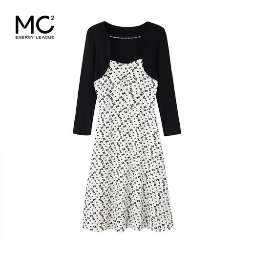 mc2贝壳衫印花吊带裙两件套裙2024春秋新款碎花吊带连衣裙女装 商品图3