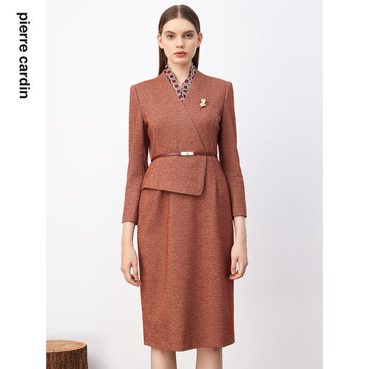 皮尔卡丹女装连衣裙都市职业修身通勤假两件连衣裙P3434E3867J3
 商品图0