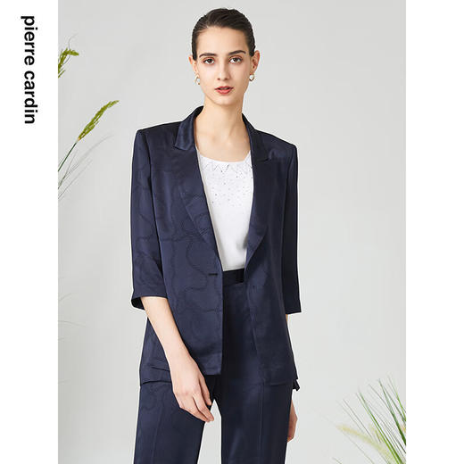 皮尔卡丹女装西装时尚暗纹印花通勤干练西服外套P3125U3084N0
 商品图3