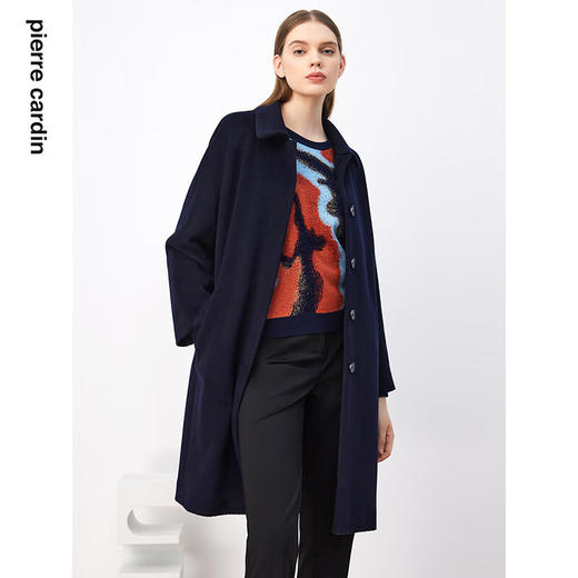 皮尔卡丹女装毛呢外套冬季新款翻领复古羊毛保暖大衣P3469C3991N0
 商品图4