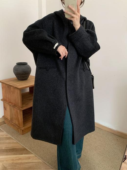 【YW】无忧购韩系简约休闲连帽双面羊毛大衣女宽松过膝外套9817（截单后7天发货)25年清仓捡漏 商品图10