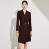 IWY/春秋款长袖安可拉红平驳领连衣裙气质时尚*通勤干练职业工装裙24Q629 商品缩略图0