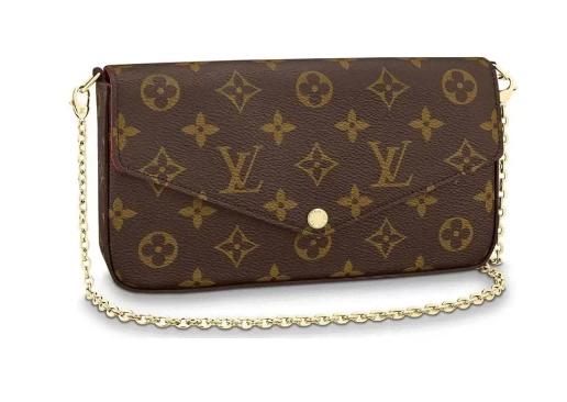 LOUIS VUITTON Felicie Pochette 经典老花 帆布拼牛皮 三合一链条包腋下包手拿单肩斜挎包 常规 女款 棕色 商品图0