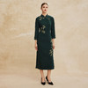 PH804斯尔丽24新款新国风改良版针织弹力罗马布金丝盘扣绣花长袖连衣裙 商品缩略图3