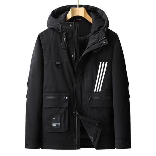 【特大码】【新款DPX】大依优型大码潮款工装连帽羽绒服鸭绒外套休闲胖子大码男休闲宽松加肥加大上衣 商品图3