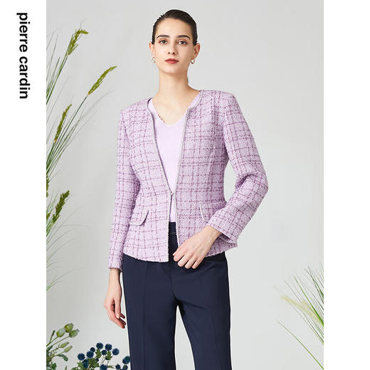 皮尔卡丹女装短外套时尚淑女小香风通勤修身上衣外套P3113U3058Z0
 商品图1