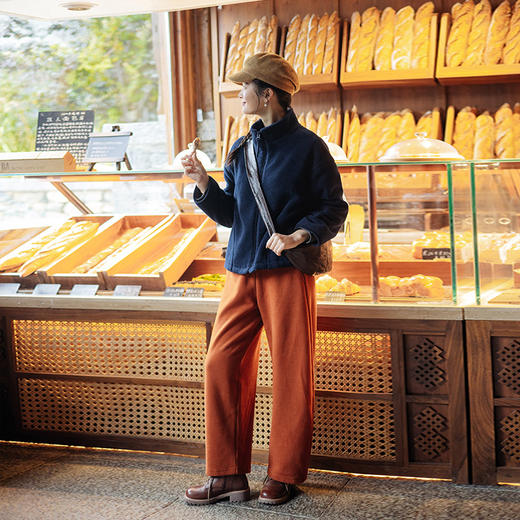 绽放108朵/糯米卫裤秋冬德绒复合颗粒绒加厚松紧腰舒适弯刀裤子 商品图3