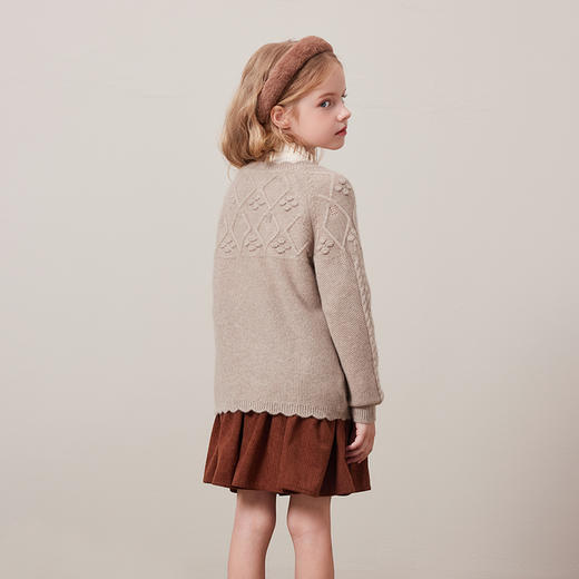 mettekids儿童100%羊绒衫2024秋冬新款女童针织毛衣童装羊绒开衫 商品图5